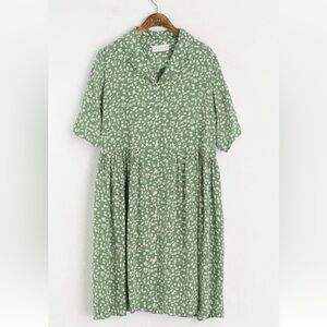 OLIVE Women’s Rosie Babydoll Dress Green White Floral S